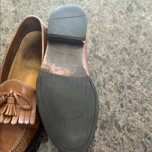 Cole Haan Brown Leather Tassel Slip-Ons - Picture 10 of 12